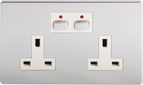 The MiHome Double Wall Sockets is a radio controlled unit with individual power switching for each socket for use with appliances up to 3kW in each socket. Only the Live feed is switched to the load. Switching is initiated either by radio control signal or manually by pressing the button on the housing.