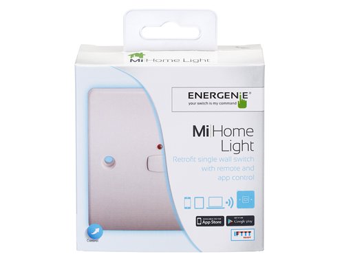 8ENMIHO008 | Suitable for Dimmable LED, Halogen and Incandescent Bulbs, up to 5 bulbs per circuit (not exceeding 250W total) - NOT suitable for Fluorescent, CFL or Non- Dimmable LED bulbs Our smart single gang light switch is the perfect way of integrating smart controls in to the fabric of your smart home. With one switch you can control all the lighting in a single room. In 5 finishes including white, it can be retro fitted to easily replace your existing switches to create the right ambience in any room. Compatible with Amazon Alexa, Google Home and IFTTT, you can also use the MiHome smart home app to easily control your light switches from your device remotely using geofencing, timers and triggers, If preferred, you can also use the MiHome Remote Control to individually control each switch. 