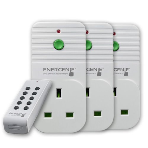 8ENENER0023 | Enjoy an Easy Life with Remote Control Plugs.However we arrange our rooms, plug sockets are often in hard to reach places. Now with our remote control plugs you don't need to put your back out trying to get to them. Remote control plugs from Energenie have a full 30m range and high radio frequency which means you don't even need a clear line of sight to turn off energy wasting appliances. Save yourself the backache Perfect for those with mobility issues remote control plugs mean you don't need to worry about household items being left on overnight and they are easy to flick back on in the morning. Purchase one of our easy to use remote controls to go with your remote control plugs and you'll never need to worry about crawling behind the TV or sofa again. Save money and keep your home safe. Leaving appliances such as your TV and computer on standby mode over night can account for 10% of your energy bill, but with ingenious devices such as remote control plugs you can make sure that everything is switched off properly. This means you can make instant savings on your household bills by purchasing our remote control plugs. It's not just money saving you should consider; not all household items are designed to be left on at night and are actually potential fire hazards. These include tumble dryers, microwaves and phone chargers. Why take the risk when with remote control plugs you could turn everything off, hassle free. 