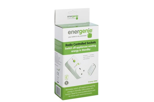8ENENER0023 | Enjoy an Easy Life with Remote Control Plugs.However we arrange our rooms, plug sockets are often in hard to reach places. Now with our remote control plugs you don't need to put your back out trying to get to them. Remote control plugs from Energenie have a full 30m range and high radio frequency which means you don't even need a clear line of sight to turn off energy wasting appliances. Save yourself the backache Perfect for those with mobility issues remote control plugs mean you don't need to worry about household items being left on overnight and they are easy to flick back on in the morning. Purchase one of our easy to use remote controls to go with your remote control plugs and you'll never need to worry about crawling behind the TV or sofa again. Save money and keep your home safe. Leaving appliances such as your TV and computer on standby mode over night can account for 10% of your energy bill, but with ingenious devices such as remote control plugs you can make sure that everything is switched off properly. This means you can make instant savings on your household bills by purchasing our remote control plugs. It's not just money saving you should consider; not all household items are designed to be left on at night and are actually potential fire hazards. These include tumble dryers, microwaves and phone chargers. Why take the risk when with remote control plugs you could turn everything off, hassle free. 