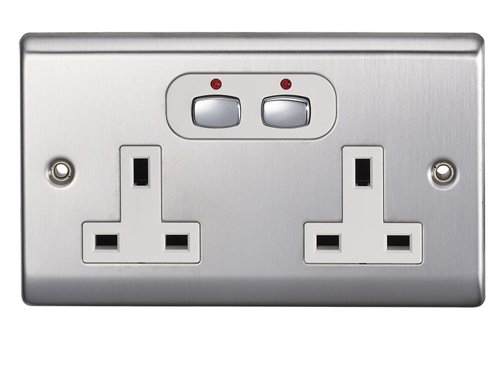 EnerGenie MiHome Smart 6MM 2 Gang Power Socket Steel Gembird