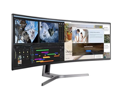 8SA10380243 | The CRG9’s 5120 x 1440 Dual QHD resolution provides a super ultra-wide aspect ratio that lets you view more content in superfine detail. With screen space equivalent to two 27-inch QHD displays side by side, the 49-inch curved monitor delivers a wider view for winning play.With a super ultra-wide 32:9 ratio, the CRG9 curves around your field of view to immerse you in all the onscreen gaming action.HDR1000 supports a peak brightness rating of 1,000 nits for true high dynamic range (HDR content). And with Samsung QLED technology delivering DCI-P3 95%‡, colours are purer, brighter and truer to life than ever.