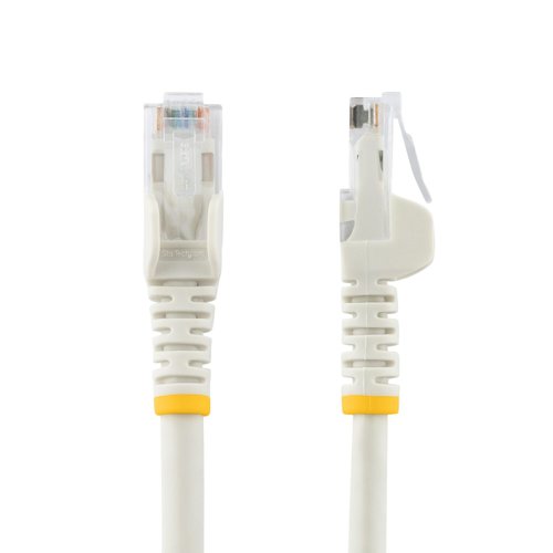 The N6PATCH50WH Cat 6 Patch Cable (50 ft) meets or exceeds all Category 6 cable specifications to ensurereliable Gigabit network connections, and features a durable white PVC jacket that enables you to color code yournetwork cable runs as needed.To ensure long-lasting performance, this high quality Cat 6 patch cable features a snagless design that protects theRJ45 connector clips from damage and makes the cable less prone to snagging during installation. The cable alsofeatures molded PVC strain relief that prevents the RJ45 connector termination points from bending at sharp angles -reducing the risk of cable damage, which could decrease network performance.Constructed of only top quality materials, this Cat 6 Patch Cord delivers reliable performance and is backed by ourLifetime Warranty.StarTech.com Cat6 cables are manufactured using high-quality copper conductors. While many cable manufacturersoffer a ”cheaper” cable based on a copper-coated aluminum core, we make no compromises on quality to ensure youreceive top value and performance for your network cable investment.This Cat6 cable is constructed with 24 gauge copper wire, to support a broad range of Ethernet applications such asPower over Ethernet (PoE). Because we use a high quality copper wire, our cables easily sustain the power requiredfor Power over Ethernet applications, whereas the inferior quality offered by copper-coated aluminum cables may besubject to insufficient power delivery, heat buildup, equipment damage and potentially, fire.This Cat 6 patch cable offers high quality connectors comprised of 50-micron gold, to deliver optimum conductivitywhile eliminating signal loss due to oxidation or corrosion.