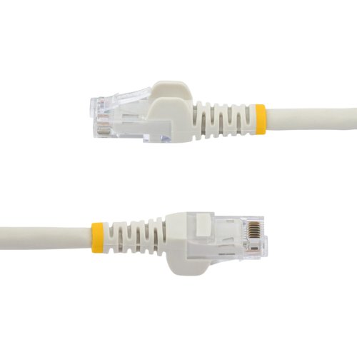 8ST10011638 | The N6PATCH50WH Cat 6 Patch Cable (50 ft) meets or exceeds all Category 6 cable specifications to ensurereliable Gigabit network connections, and features a durable white PVC jacket that enables you to color code yournetwork cable runs as needed.To ensure long-lasting performance, this high quality Cat 6 patch cable features a snagless design that protects theRJ45 connector clips from damage and makes the cable less prone to snagging during installation. The cable alsofeatures molded PVC strain relief that prevents the RJ45 connector termination points from bending at sharp angles -reducing the risk of cable damage, which could decrease network performance.Constructed of only top quality materials, this Cat 6 Patch Cord delivers reliable performance and is backed by ourLifetime Warranty.StarTech.com Cat6 cables are manufactured using high-quality copper conductors. While many cable manufacturersoffer a ”cheaper” cable based on a copper-coated aluminum core, we make no compromises on quality to ensure youreceive top value and performance for your network cable investment.This Cat6 cable is constructed with 24 gauge copper wire, to support a broad range of Ethernet applications such asPower over Ethernet (PoE). Because we use a high quality copper wire, our cables easily sustain the power requiredfor Power over Ethernet applications, whereas the inferior quality offered by copper-coated aluminum cables may besubject to insufficient power delivery, heat buildup, equipment damage and potentially, fire.This Cat 6 patch cable offers high quality connectors comprised of 50-micron gold, to deliver optimum conductivitywhile eliminating signal loss due to oxidation or corrosion.