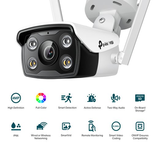 TP-Link VIGI 4MP Outdoor Full-Colour Wi-Fi Bullet Network Camera 8TP10372128 Buy online at Office 5Star or contact us Tel 01594 810081 for assistance