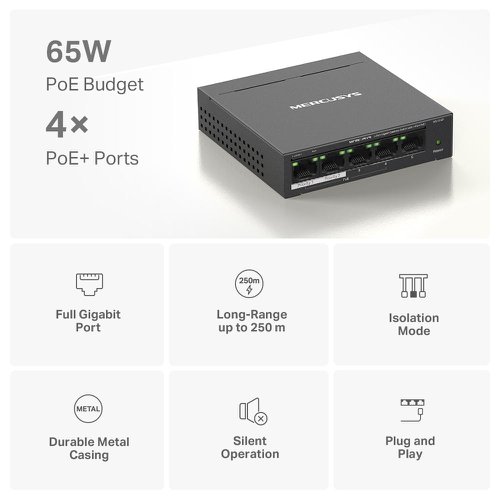 TP-Link 5 Port Gigabit Switch with 4 PoE Plus Ports