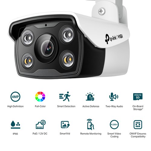 TP-Link VIGI 4MP Full Colour Outdoor Bullet Network Camera 8TP10376643 Buy online at Office 5Star or contact us Tel 01594 810081 for assistance