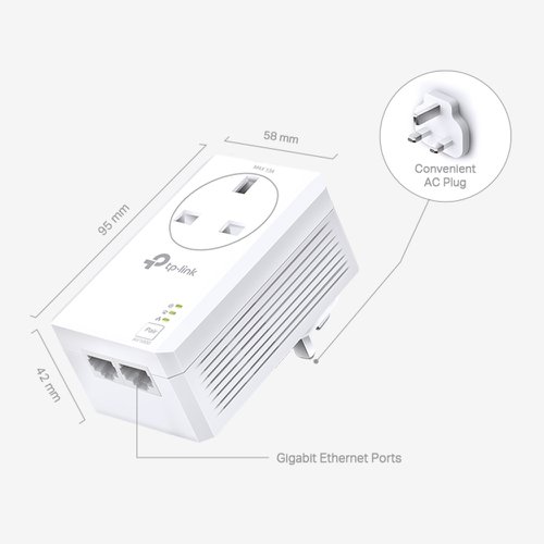 8TP10308521 | Integrating advanced HomePlug AV2 technology, this kit provides users with high-speed data transfer rates up to 1000 Mbps, which is ideal for bandwidth-intensive applications such as simultaneous HD/3D/4K video streaming, online gaming, and large file transfers. Just plug in and enjoy!