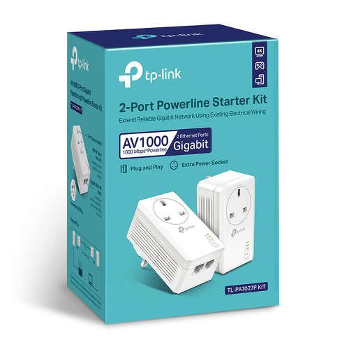 TP-Link 2 Port Gigabit Passthrough Powerline Starter Kit Home Plug Network 8TP10308521
