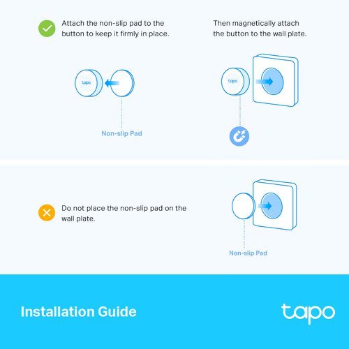 Tapo S200D adds local instant control to your smart lights, simplifying how you control home illumination. Share it with your family members or guests to set the perfect light ambiance for their mood. Don’t bother opening up an app.Control your smart light from multiple locations with more than one dimmer switch. This way, your single-pole dimmer turns into a 3-way or even 4-way dimmer without rewiring.Ideal for living rooms, halls, and stairways.Easily design scenarios for your daily routine or special activities by customizing brightness. Trigger a preset scene to control multiple lights in just one or two taps.Replace your old wall plate with the included screws, or stick the button anywhere with the provided adhesives. You can also attach the switch without a wall plate on any magnetic surface. Place it wherever you want, and your lighting controls are always within reach.