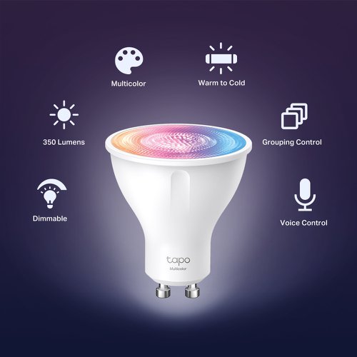 TP-Link Tapo Smart Wi-Fi Spotlight Smart Bulbs Multicolour 4 Pack 8TP10373297 Buy online at Office 5Star or contact us Tel 01594 810081 for assistance