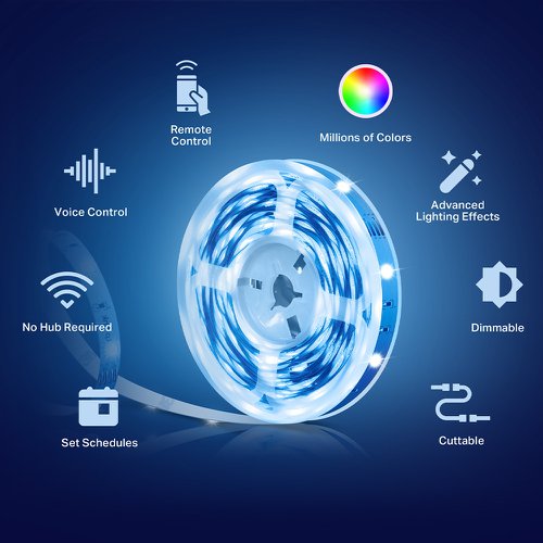 TP-Link Tapo Smart Wi-Fi Light Strip Multicolour Blue 8TP10347434 Buy online at Office 5Star or contact us Tel 01594 810081 for assistance