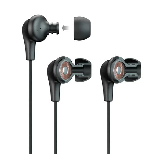 Premium wired earbuds with triple threat comfort and ergonomic design. An ultra lightweight design, with improved ergonomic shape, offers next-level comfort. The ergonomic earbud shape maximizes natural comfort with a 45 degree angle that provides a comfortable, noise-reducing fit that dominates the imitators.