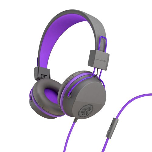 JLab Audio JBuddies Studio Over Ear Folding Kids Headphones Purple Grey JLab