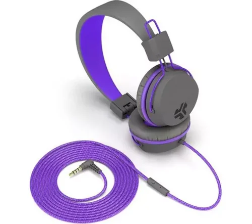JLab Audio JBuddies Studio Over Ear Folding Kids Headphones Purple Grey