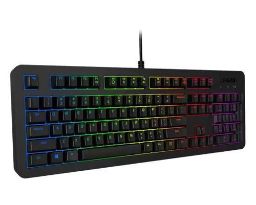 8LENGY40Y57713 | Designed to level the playing field, the Lenovo™ Legion K300 Gaming Keyboard gives entry-level gamers everything they need to compete with the pros, at a fraction of the cost. Full-size layout, programmable keys, and a 24-key rollover membrane with 5-zone RGB lighting set a strong foundation of style and performance. Compact design and adjustability make it the perfect companion for both tournaments and casual use.