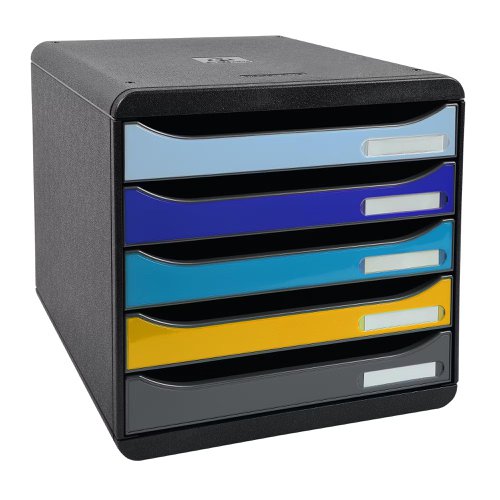 13943EX - Exacompta Bee Blue Big Box 5 Drawer Unit 347 x 278 x 267mm Assorted Colours (Each) - 3094202D
