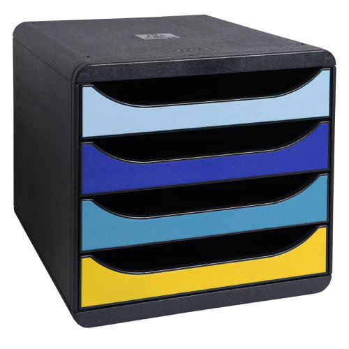 13936EX - Exacompta Bee Blue Big Box 4 Drawer Unit 347 x 278 x 267mm Assorted Colours (Each) - 3104202D