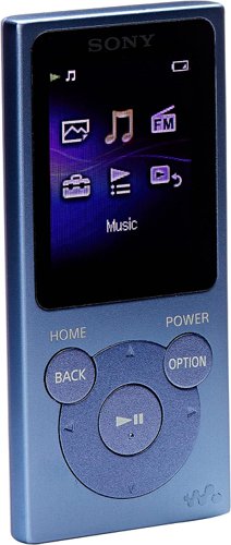 Digital music player with USB connection, 4GB/8GB/16GB of memory, side volume and hold controls, and 50 hours of battery life.