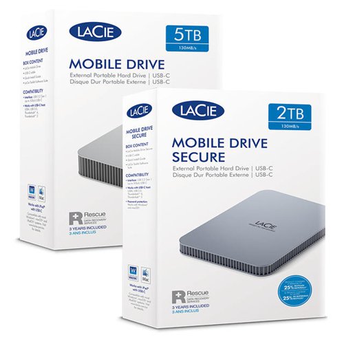 LaCie 5TB USB-C Mobile External Hard Drive Grey
