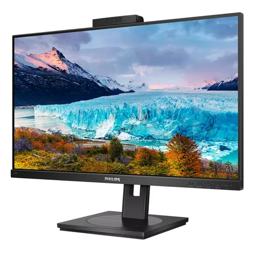 8PH272S1MH | The Philips S Line monitor provides features that guarantee comfortable working and daily productivity. 3 sided frameless bezel with crisp FHD gives a clearer and wider view. Pop-up webcam with Windows Hello delivers performance and convenience.