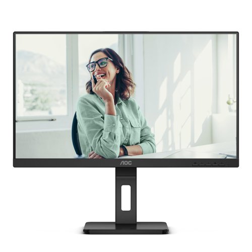 8AO24P3CV | The AOC 24P3CV is a 23.8” flat-screen IPS monitor with an attractive three-sided ultrathin bezel design that helps you get the most out of your flexible work style. Enjoy vivid, realistic picture quality thanks to enhanced Full HD (1920 x 1080) resolution, paired with 300-nit brightness and generous 178/178° wide viewing angles. This model features built-in 2W + 2W speakers to let you enjoy the media whenever you need. Monitor 24P3CV is ready to boost your productivity with USB-C supporting Power Delivery up to 65W, data transfer and DP-alt mode. Connectivity of this monitor is enhanced with USB Hub, RJ-45 & DP-out. Keeping sustainability in mind, an array of environmental certifications including EPA, TCO, and EPEAT complete this monitor.