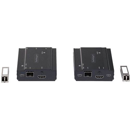 This HDMI KVM extender kit lets you use a keyboard, mouse and monitor to remotely control any computer over a point-to-point fibre connection. When combined with a KVM switch, the KVM console extender can be used with multiple computers. The extender features three USB HID ports that enable you to connect HID devices, like your keyboard and mouse.The HDMI KVM extender delivers up to 4K 60Hz UHD picture quality to your remote display with support for 4:4:4 chroma sampling.The extender supports EDID pass-through, ensuring your computer can automatically configure optimal settings for your display using 10G LC multi mode fibre cabling.