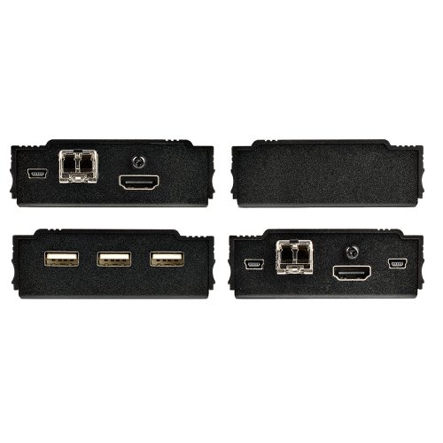 This HDMI KVM extender kit lets you use a keyboard, mouse and monitor to remotely control any computer over a point-to-point fibre connection. When combined with a KVM switch, the KVM console extender can be used with multiple computers. The extender features three USB HID ports that enable you to connect HID devices, like your keyboard and mouse.The HDMI KVM extender delivers up to 4K 60Hz UHD picture quality to your remote display with support for 4:4:4 chroma sampling.The extender supports EDID pass-through, ensuring your computer can automatically configure optimal settings for your display using 10G LC multi mode fibre cabling.