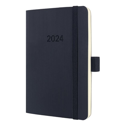 Sigel Conceptum Diary A6 Week To View 2024 Soft Cover Softwave Surface With Elastic Fastener And Pen Loop Black - C2423