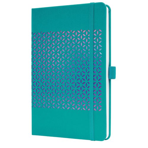 Sigel Jolie Diary A5 Week To View 2024 Hard Cover With Elastic Fastener And Archive Pocket And Pen Loop Shimmering Seas - J4215