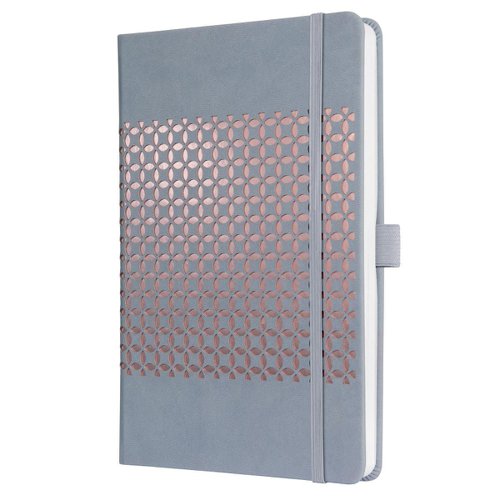 Sigel Jolie Diary A5 Week To View 2024 Hard Cover With Elastic Fastener And Archive Pocket And Pen Loop Glacier Grey - J4209