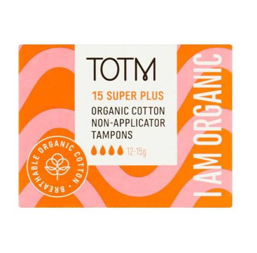 TOTM Organic Cotton Non-Applicator Tampon Super+ (Pack 15) - 0606009