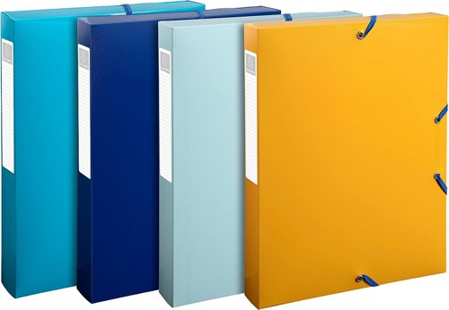 Exacompta Bee Blue Box File A4 Assorted Colours (Pack 8) - 59140E
