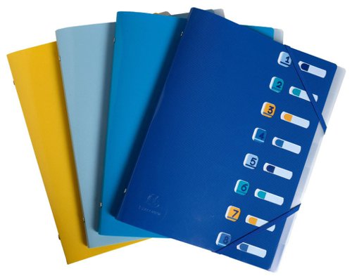 Exacompta Bee Blue Multipart File 8 Sections A4 Assorted Colours (Pack 10) - 56110E