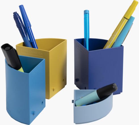 GH68202 Exacompta Bee Blue The Quarter Desk Tidy Recycled Assorted (Pack of 3)