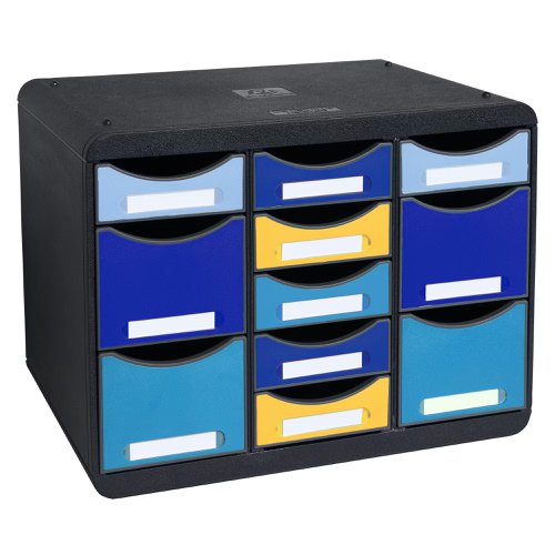 Exacompta Bee Blue Store Box 11 Drawer Set 270 x 355 x 271mm Assorted Colours (Each) - 3137202D
