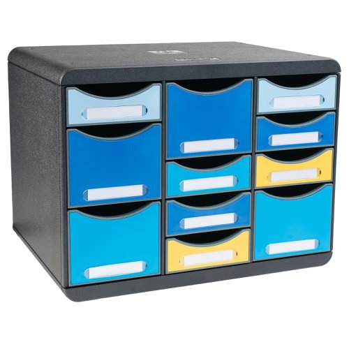 Exacompta Bee Blue Store Box Recycled 11 Drawers Assorted - GH31372