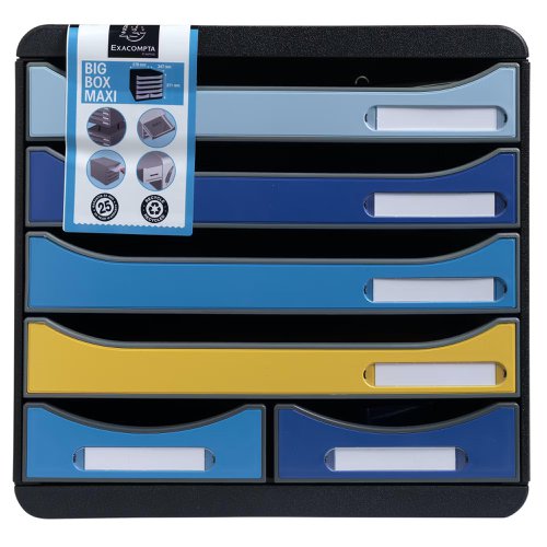 Exacompta Bee Blue Big Box 6 Drawer Set 347 x 278 x 271mm Assorted Colours (Each) - 3124202D