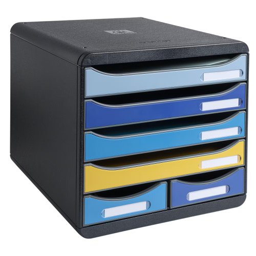 13950EX - Exacompta Bee Blue Big Box 6 Drawer Set 347 x 278 x 271mm Assorted Colours (Each) - 3124202D
