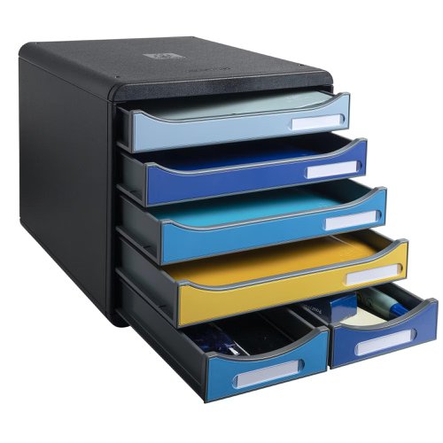 Exacompta Bee Blue Big Box 6 Drawer Set 347 x 278 x 271mm Assorted Colours (Each) - 3124202D ExaClair Limited