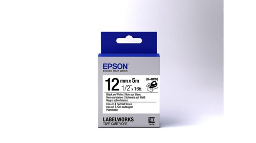EPC53S654024 - Epson Iron on Black on White LK 4WBQ Label Ink Cartridge 12mm x 5m - C53S654024