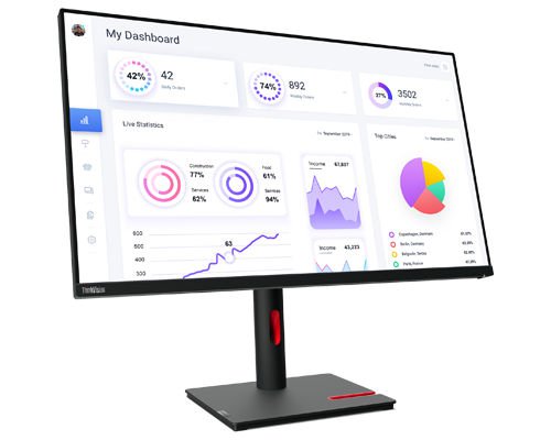 Lenovo ThinkVision T32p-30 31.5 Inch 3840 x 2160 Pixels 4K Ultra HD IPS Panel HDMI DisplayPort USB Hub Monitor 8LEN63D2GAT1 Buy online at Office 5Star or contact us Tel 01594 810081 for assistance