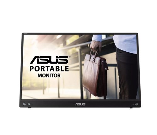 8AS10339208 | ASUS ZenScreen™ MB16ACV is ideal for life on the road. This sleek portable display weighs just 0.9kg and has an 10.5 mm slim profile, so it fits easily in any travel bag and is ready for productivity, anytime and anywhere.ZenScreen MB16ACV uses an innovative USB-C hybrid-signal connection that handles both power and video signals. Its reversible, any-way-up USB-C design allows for quick connections to compatible devices, and there's also a driver that enables support for USB Type-A connectors.A fold-out kickstand props the monitor up on any flat surface, enabling easy tilt adjustments to ensure comfortable viewing angles and working positions. A ¼in-threaded hole at the rear of the monitor lets you to attach ZenScreen MB16ACV to a conventional tripod or table-mount easily.With ASUS DisplayWidget software, ZenScreen MB16ACV can automatically sense its orientation and switch the display between landscape and portrait modes while connected to your laptop. Landscape mode is ideal for presentations and spreadsheets, while Portrait mode gives you a perfect view of items such as documents, books or websites.A proprietary antibacterial ionic silver treatment embedded in the bezels and rear of ZenScreen MB16ACV offers long-lasting protection, inhibiting up to 99.9% bacterial growth and adhesion to keep key areas of the monitor clean and hygienic. It potentially reduces the spread of harmful bacteria so you can feel safe while working on the go.