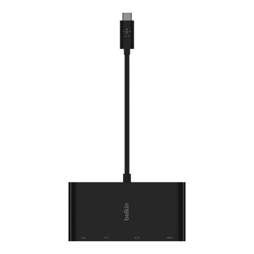 Belkin USB-C 4K HDMI VGA USB A Gigabit Multimedia Adapter Black USB Hubs 8BEAVC005BTBK
