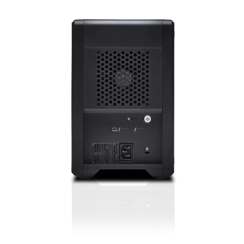 A transportable 4-bay hardware RAID solution with Thunderbolt™ 3 (40Gbps) and USB-C™ (10Gbps) interfaces offering content professionals up to 80TB of massive capacity and high-powered performance for consolidated backup, super-fast access, and real-time video editing. Supports multi-stream 4K, 8K, and VR workflows, RAID 0, 1, 5, and 10 configurations, and provides transfer rates up to 640MB/s read and 800MB/s write in default RAID 5. Along with Ultrastar enterprise-class hard drives inside for enhanced reliability and a trusted 5-year limited warranty, the G-RAID SHUTTLE 4 is the ultimate storage solution for demanding video workflows on location and in the studio.