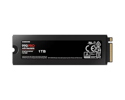 Samsung MZ-V9P1T0 1TB 990 PRO PCI Express 4.0 V-NAND MLC NVMe Internal Solid State Drive with Heatsink