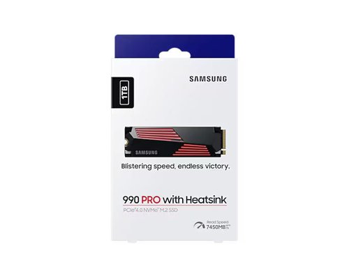 Samsung MZ-V9P1T0 1TB 990 PRO PCI Express 4.0 V-NAND MLC NVMe Internal Solid State Drive with Heatsink 8SA10383808 Buy online at Office 5Star or contact us Tel 01594 810081 for assistance