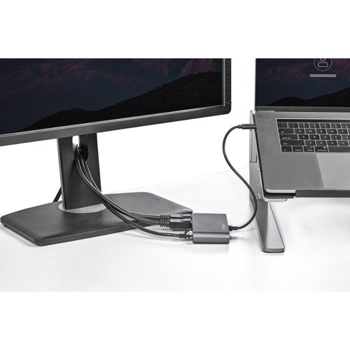 8ST10312678 | This certified Thunderbolt 3 docking station is a compact mini dock, delivering essential connections for productivity.The bus-powered dock connects dual 4K DisplayPort displays, Gigabit Ethernet, and one USB-A (USB 3.2) port and for flexible set up, the attached Thunderbolt 3 cable has an extended length of (11 in./ 28 cm).Great for editing 4K video or other Ultra HD tasks, this portable Thunderbolt 3 to DisplayPort dock supports 40 Gbps of throughput and 4K resolution at 60Hz on dual DisplayPort monitors, through a single Thunderbolt 3 port. Run resource-demanding applications on two independent displays without draining system resources.Connect your laptop to: 2x 4K DisplayPort (DP) displays (up to 4096 x 2160p @ 60Hz)At just 2.4” x 4.9” (6.1 cm x 12.4 cm), this dock takes up minimal room on your desk and in your laptop case. The dock´s 28 cm (11 inches) attached cable provides extended reach to reduce port/connector strain on MacBooks and laptops on riser stands, or if needed, offers the flexibility to position dock further away from the laptop on your desk.1x USB 3.2 Gen 1 Type-A port (5 Gbps)1x Gigabit Ethernet port (with PXE Boot and Wake-on-LAN support)As many high powered, later generation laptops optimally require more than 100W of power to stay charged, some users prefer to use their laptop´s power adapter vs. using their docking stations to keep laptops charged.This bus-powered TB3 mini dock is ideally suited for those users, providing full Thunderbolt 3 docking station performance and functionality, while their workstation laptops are separately charged