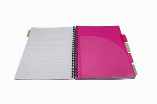Europa Splash A4 Project Book Wirebound 200 Micro Perforated Pages 80gsm FSC Ruled Paper Punched 4 Holes Pink (Pack 3) - EU1507Z Clairefontaine