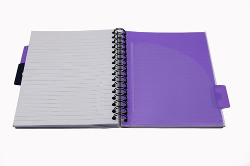 15700EX - Europa Splash A5 Project Book Wirebound 200 Micro Perforated Pages 80gsm FSC Ruled Paper Punched 4 Holes Purple (Pack 3) - EU1508Z